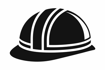 construction helmet silhouette line art vector illustration