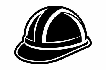 construction helmet silhouette line art vector illustration