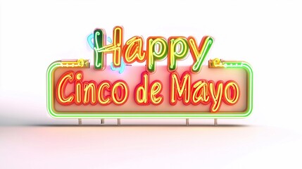 Bright neon sign wishing happy Cinco de Mayo displayed with festive colors and lights