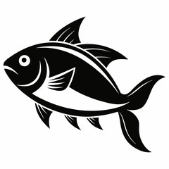 fish silhouette line art vector illustration