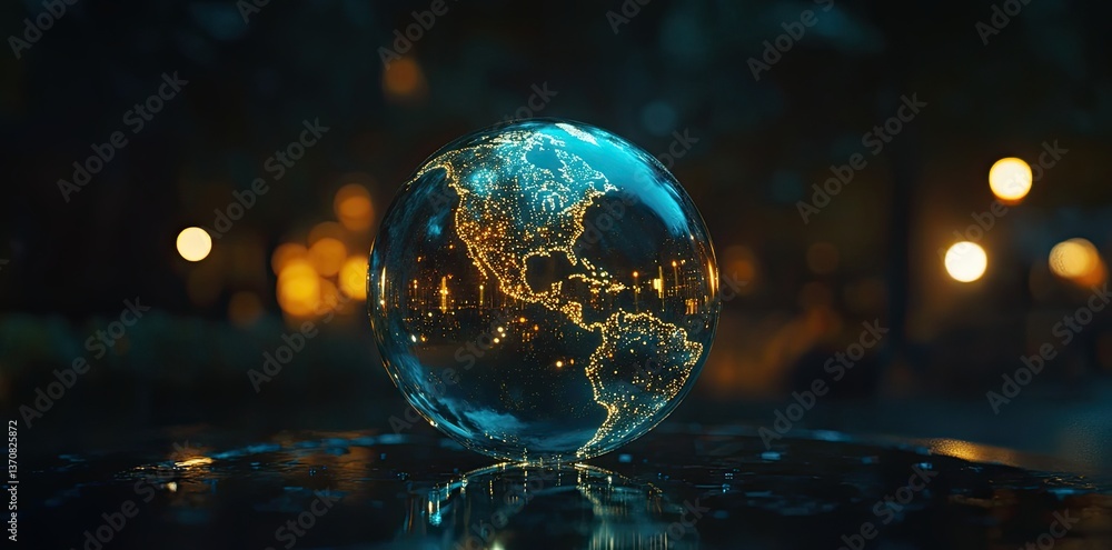 Poster a global network connecting earth through cyber systems. future planetary communication powered by b