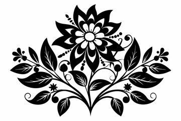 floral pattern silhouette line art vector illustration