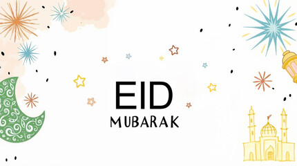 Naklejka premium Eid Mubarak Greetings Card Design, Eid Mubarak post, Islamic concept vertical image 
