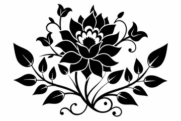 floral pattern silhouette line art vector illustration