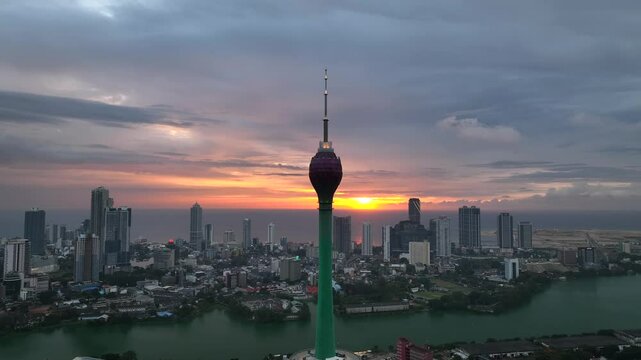 Lotus tower in Capitol of Sri Lanka. Colombo city. Iconic giant tower in the city. 