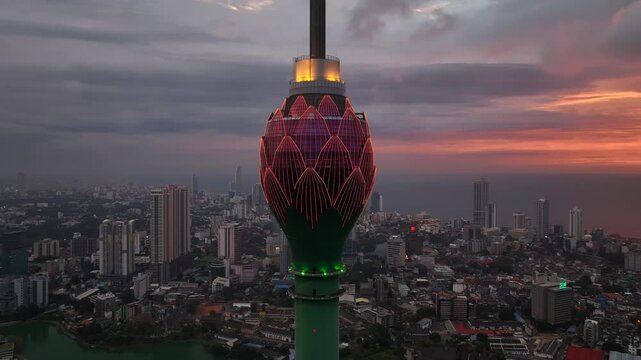 Lotus tower in Capitol of Sri Lanka. Colombo city. Iconic giant tower in the city. 