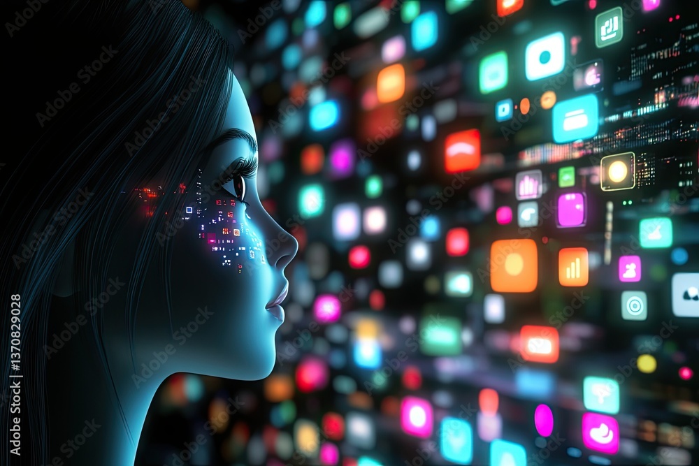 Poster a 3d rendering ai chatbot combined with fintech innovation represents cutting-edge technology concep