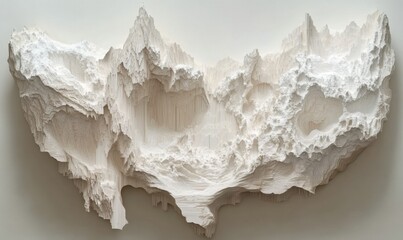 3D white abstract mountain landscape relief art on wall