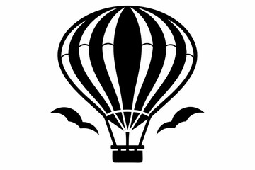 Naklejka premium hot air balloon silhouette line art vector illustration