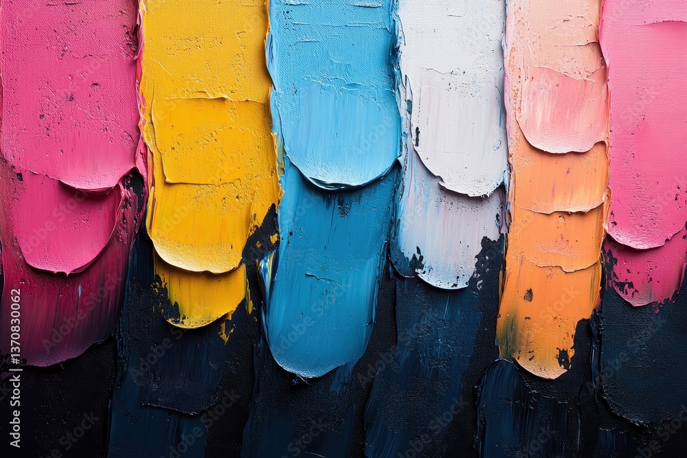 Poster vibrant abstract art display showcasing bold colors and textured layers in a modern composition