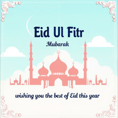 Eid Mubarak Greetings Card Design, Eid Mubarak post, Islamic concept vertical image	
