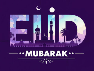 Eid Mubarak Greetings Card Design, Eid Mubarak post, Islamic concept vertical image	
