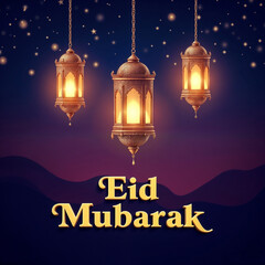 Eid Mubarak Greetings Card Design, Eid Mubarak post, Islamic concept vertical image	
