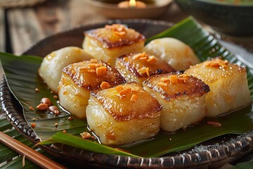 Rasa Kadubu traditional sweet dumplings stuffed with jaggery coconut, served on
