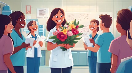 Nurses celebrate International Nurses Day with gratitude and joy in a hospital setting