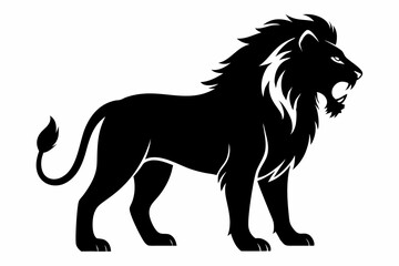 hungry lion silhouette line art vector illustration