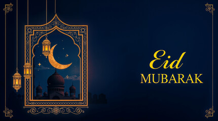 Eid Mubarak Greetings Card Design, Eid Mubarak post, Islamic concept vertical image	
