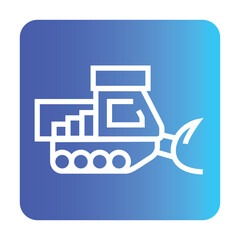 Tracked Snowplow   line black icon. Vector isolated button.