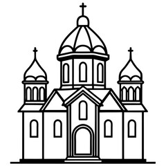 orthodox church silhouette line art vector illustration