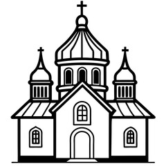 orthodox church silhouette line art vector illustration