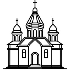 orthodox church silhouette line art vector illustration