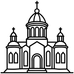 orthodox church silhouette line art vector illustration