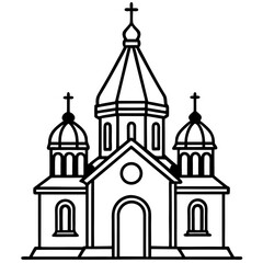 orthodox church silhouette line art vector illustration