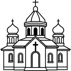 orthodox church silhouette line art vector illustration