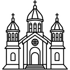 orthodox church silhouette line art vector illustration