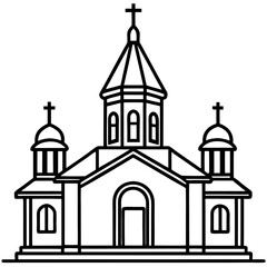 orthodox church silhouette line art vector illustration