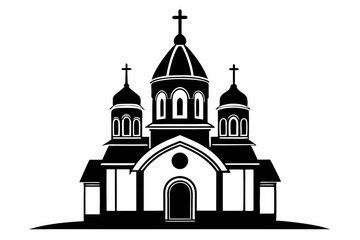 orthodox church silhouette line art vector illustration