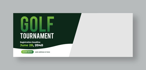 Golf tournament web banner social media cover template, annual sports tournament event golf banner design