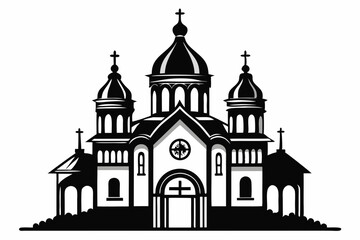 orthodox church silhouette line art vector illustration