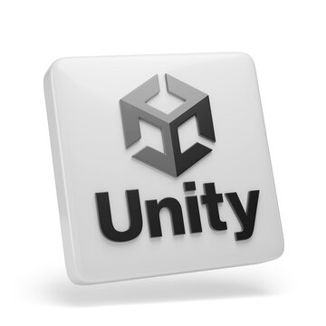 Buenos Aires, Argentina -March 17th, 2025: Three-dimensional logo Unity isolated on white background. 3d illustration.