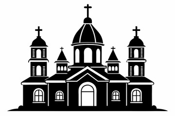 orthodox church silhouette line art vector illustration