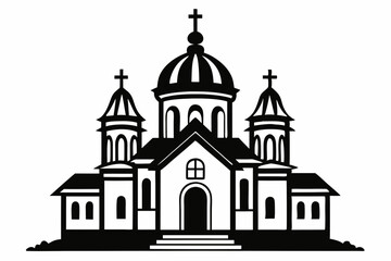 orthodox church silhouette line art vector illustration