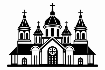 orthodox church silhouette line art vector illustration