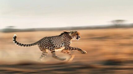 Cheetah Running at Sunset