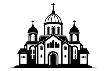 orthodox church silhouette line art vector illustration