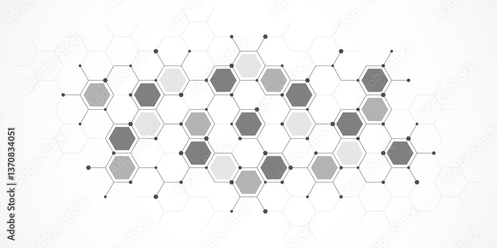 Poster Graphic design element with abstract geometric background of simple hexagon pattern