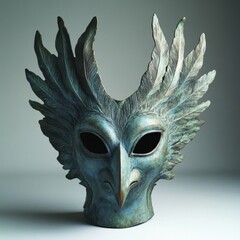 Naklejka premium Elaborate Bird Mask with Stunning Feathers and Intricate Details