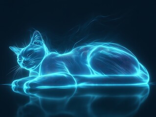 Ethereal cat illustration digital art abstract style calm environment