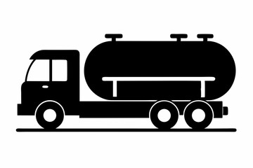 petrol tanker silhouette line art vector illustration
