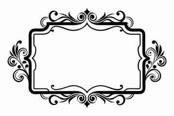 rectangular calligraphic frames silhouette line art vector illustration