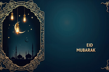 Eid Mubarak Greetings Card Design, Eid Mubarak post, Islamic concept vertical image	
