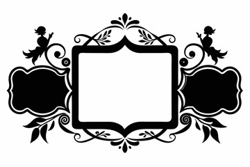 rectangular calligraphic frames silhouette line art vector illustration