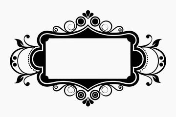 rectangular calligraphic frames silhouette line art vector illustration