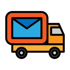 Postal Truck Vector Filled Icon Design