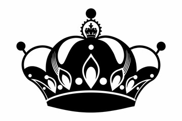 royal crown silhouette line art vector illustration