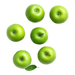 green apples isolated on white background png created with Generative AI, Clipping Path